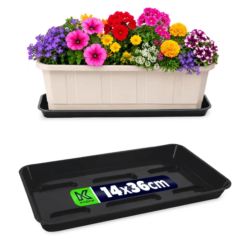 Supporto per vaso da fiori KADAX 40 cm, fioriera da balcone, vassoio in plastica