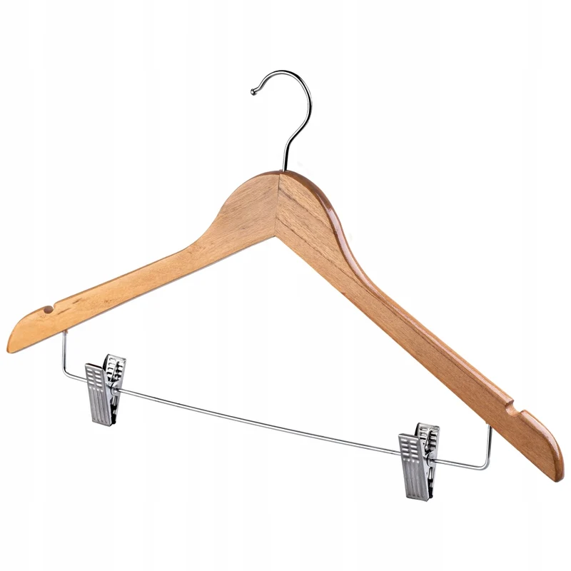 Appendiabiti in legno KADAX con clip per armadi a soppalco, robusto.