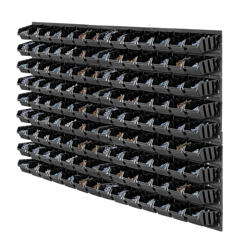 Pannello portautensili KADAX da parete per officina, 117x78 cm, 126 vassoi, robusto, per garage.